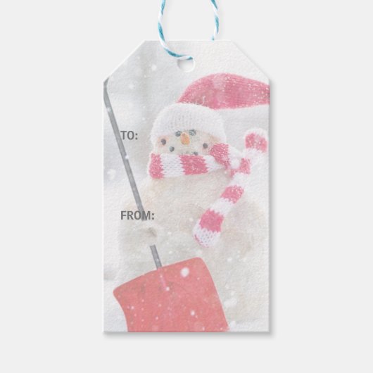 Winter Snowman Weihnachtsgeschenke Tags Geschenkanhänger (Vorderseite)