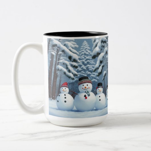 Winter Snowmen Zweifarbige Tasse (Links)