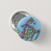 WINTER SNOWSHOES PINK FLAMINGO FERIENBUTTON BUTTON (Vorne & Hinten)