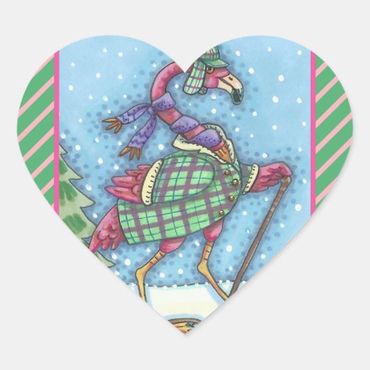 WINTER SNOWSHOES PINK FLAMINGO STICKERS Sheet Hrt (Vorderseite)