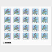 WINTER SNOWSHOUES PINK FLAMINGO STICKERS Sheet Squ (Blatt)