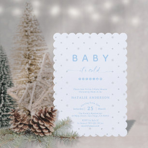 Winter Snowy Blue Es ist kalt draußen Babydusche Einladung