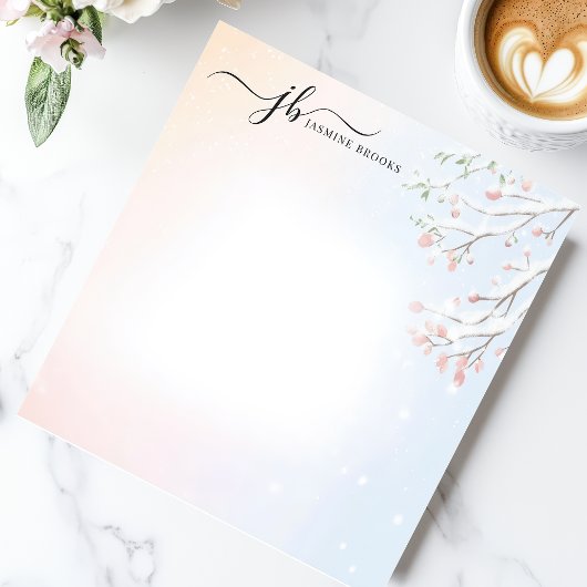 Winter Snowy Branch Wasserfarbe Personalisiert Notizblock