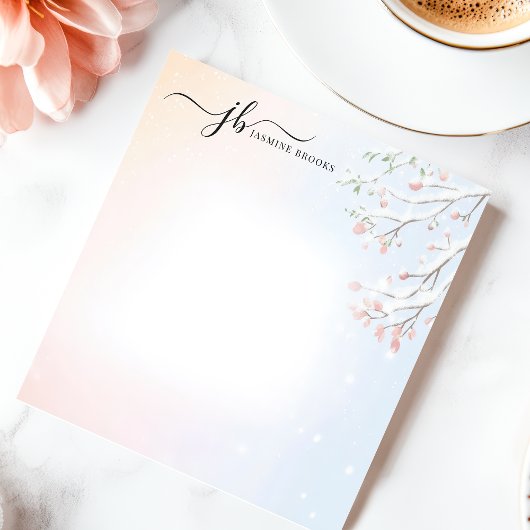 Winter Snowy Branch Wasserfarbe Personalisiert Notizblock