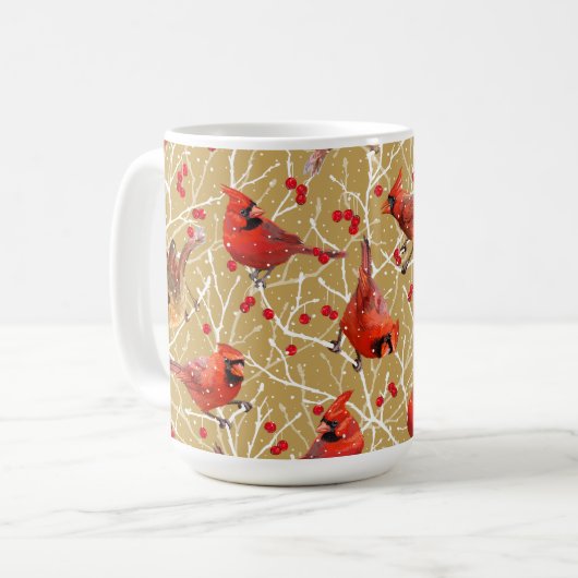 Winter Snowy Kardinals Tasse (Vorderseite Links)