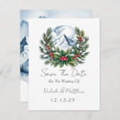 Winter Snowy Kiefernkiefer Save the Date Karte (Vorne/Hinten)