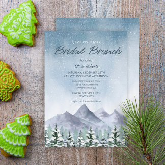 Winter Snowy Mountain Forest Bridal Brunch Einladung
