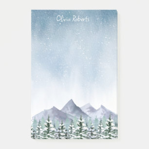 Winter Snowy Mountain Forest Personalisiert Post-it Klebezettel