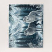 Winter Snowy Mountain Wolves Puzzle (Vertikal)