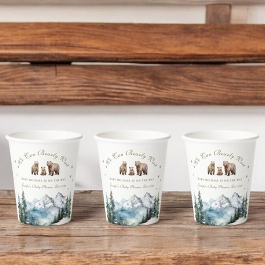 Winter Snowy Mountains Bärenabenteuerdusche Pappbecher