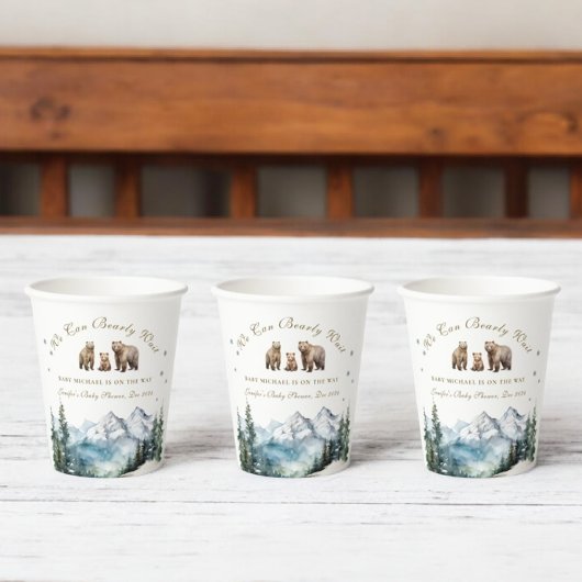 Winter Snowy Mountains Bärenabenteuerdusche Pappbecher