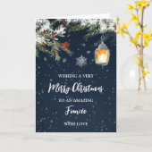 Winter Snowy Night Fiancée Frohe Weihnachten Karte (Gelbe Blume)