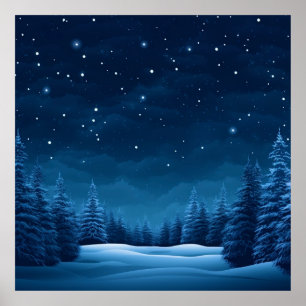 Winter Snowy Night Poster