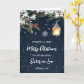 Winter Snowy Night Sister in Law Frohe Weihnachten Karte (Gelbe Blume)