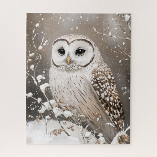 Winter Snowy Owl In Snow Puzzle (Vertikal)