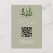 Winter Snowy Pine Trees QR Code Hochzeiten Details Begleitkarte (Vorderseite)