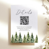 Winter Snowy Pine Trees QR Code Hochzeiten Details Begleitkarte