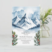 Winter Snowy Pine Wreath Brautparty Einladung (Stehend Vorderseite)