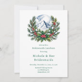 Winter Snowy Pine Wreath Bridesmaids Luncheon Einladung (Vorderseite)