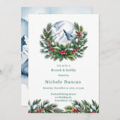 Winter Snowy Pine Wreath Brunch & Bubbly Einladung (Vorne/Hinten)