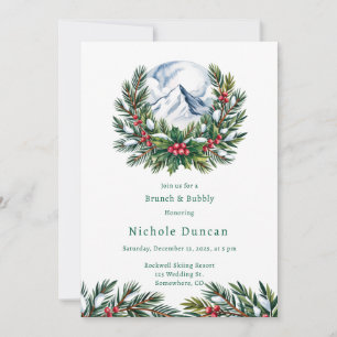 Winter Snowy Pine Wreath Brunch & Bubbly Einladung
