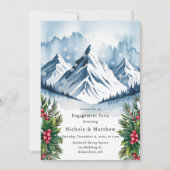 Winter Snowy Pine Wreath Engagement Party Einladung (Vorderseite)