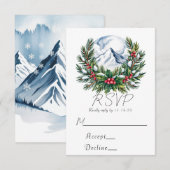 Winter Snowy Pine Wreath Wedding RSVP Karte (Vorne/Hinten)