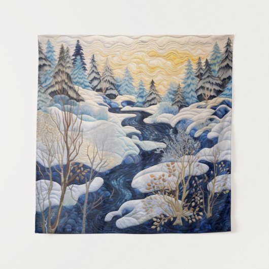 Winter Snowy Quilt Tapestry Wandteppich (Vorderseite)