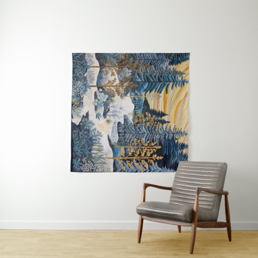 Winter Snowy Quilt Tapestry Wandteppich (Beispiel (Horizontal))