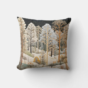 Winter Snowy Quilt Throw Kissen