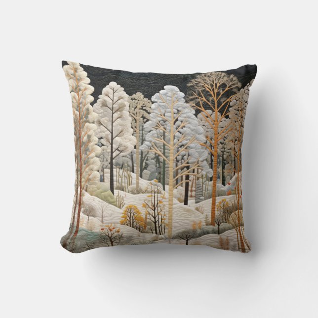 Winter Snowy Quilt Throw Kissen (Vorderseite)