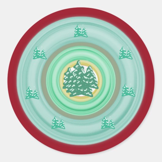 Winter Snowy Trees Classic Round Sticker (Vorderseite)