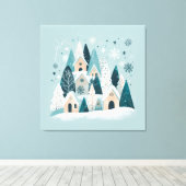 Winter Snowy Village Leinwanddruck (Insitu (Holzboden))