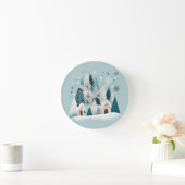 Winter Snowy Village Runde Wanduhr (Zuhause)