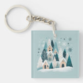 Winter Snowy Village Schlüsselanhänger (Vorderseite)