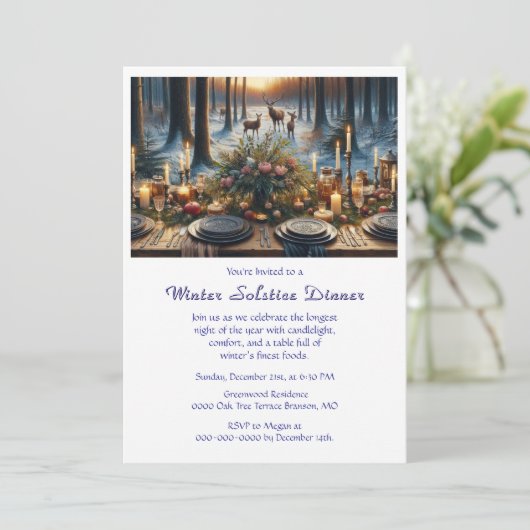 Winter Solstice Abendessen Einladung (Stehend Vorderseite)
