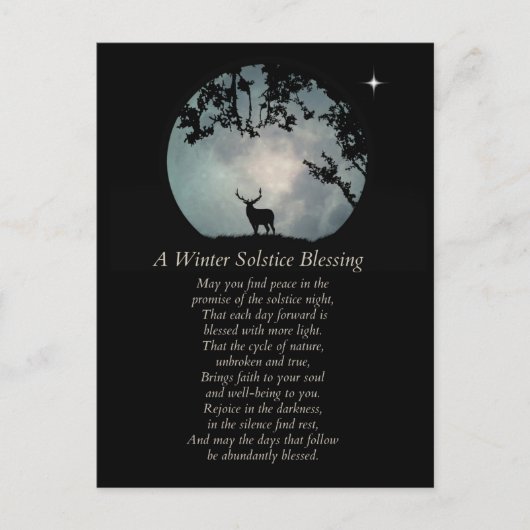 Winter Solstice Blessings Elk and Moon Postkarte (Vorderseite)