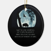 Winter Solstice Buffalo Moon und Raven Keramik Ornament (Links)