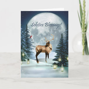 Winter Solstice Deer Stag Holiday Card Karte