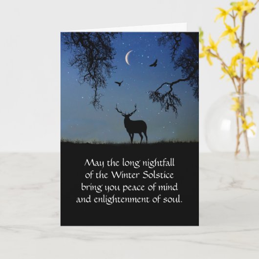 Winter Solstice Elch und Halbmond mit Ravens Karte (Gelbe Blume)