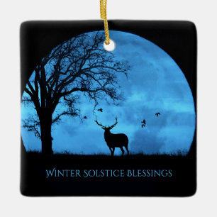 Winter Solstice Elk and Moon Segnungen Keramikornament