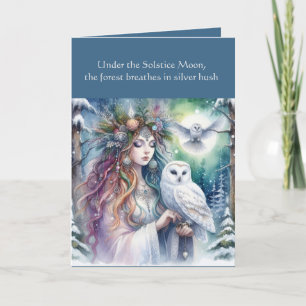 Winter Solstice Forest Goddess and Owl Karte