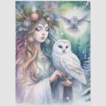 Winter Solstice Forest Goddess and Owl