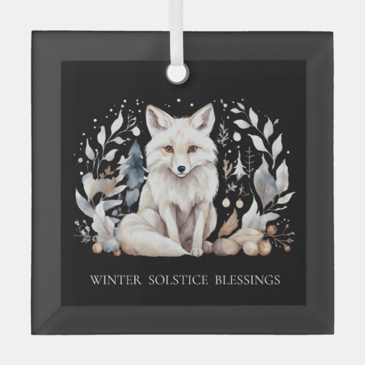 Winter Solstice Fox Ornament Aus Glas (Vorderseite)