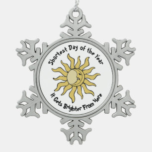 Winter Solstice Gedicht Schneeflocken Zinn-Ornament