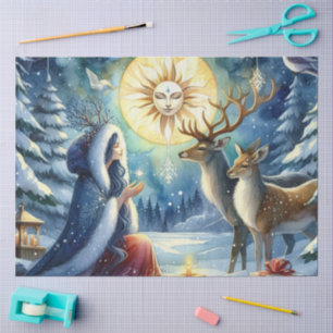 Winter Solstice Goddess Forest-Deer-Papiertaschent Seidenpapier
