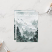 Winter Solstice Gruß Wald Weißes Owl Karte (Vorderseite/Rückseite Beispiel)