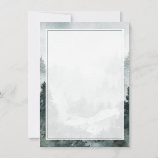 Winter Solstice Gruß Wald Weißes Owl Karte (Rückseite)