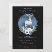 Winter Solstice Holiday Deer Blue White Christmas Einladung (Vorderseite)