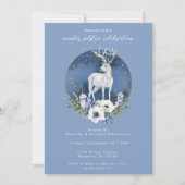 Winter Solstice Holiday Deer Blue White Christmas Einladung (Vorderseite)